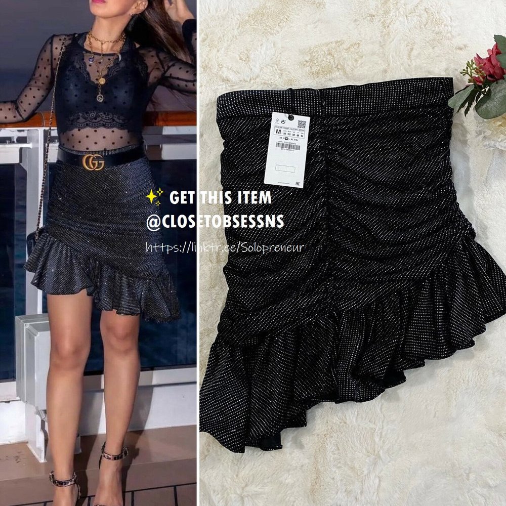 SOLD! ZARA Asymmetrical Mini Skirt with Ruching* - Picture 7 of 16